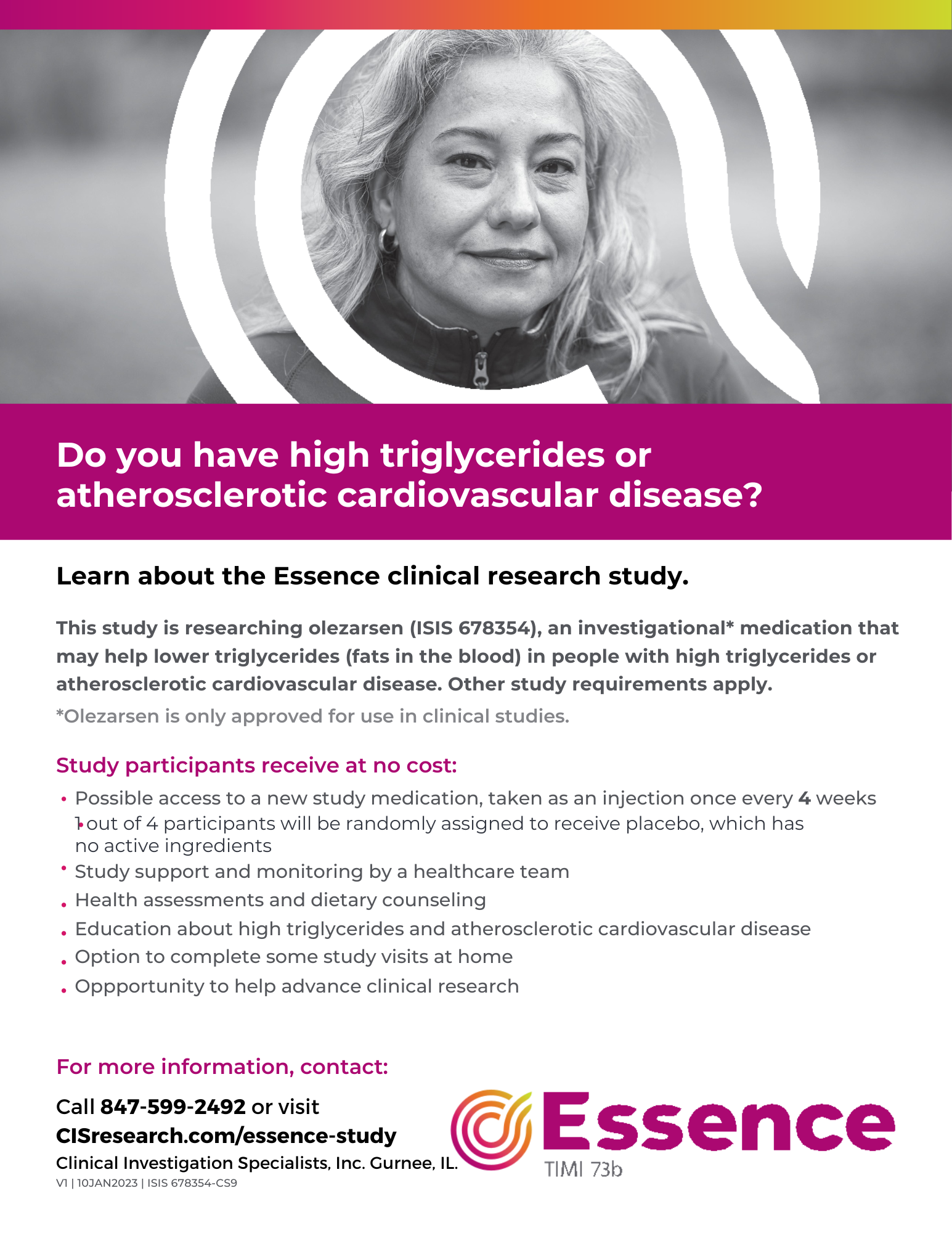 Essence study Hypertriglyceridemia trial patient information flyer